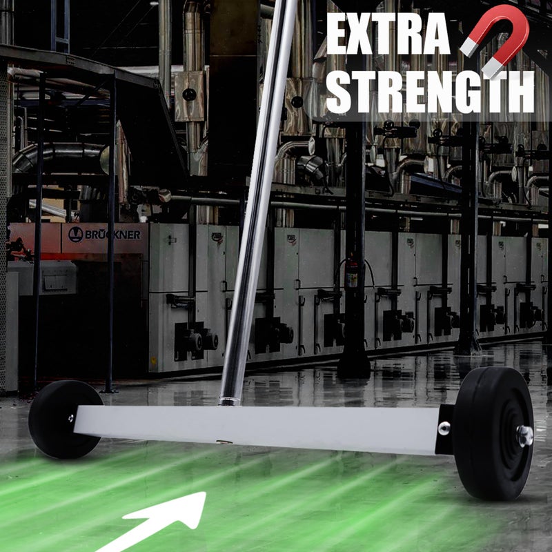 GRIP Magnetic Pickup Sweeper 17" - 8.8 lb Capacity - Chrome Handle Extends from 23" to 40" - Easy Cleanup of Workshop, Garage, Construction - Lawn Sweeper - Image 5